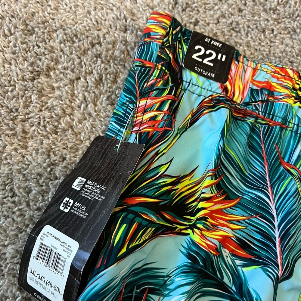 NWT OP Big Men’s 3XL Swim trunks Swimsuit 48-50 Turquoise NEW Board Shorts - Picture 5 of 10
